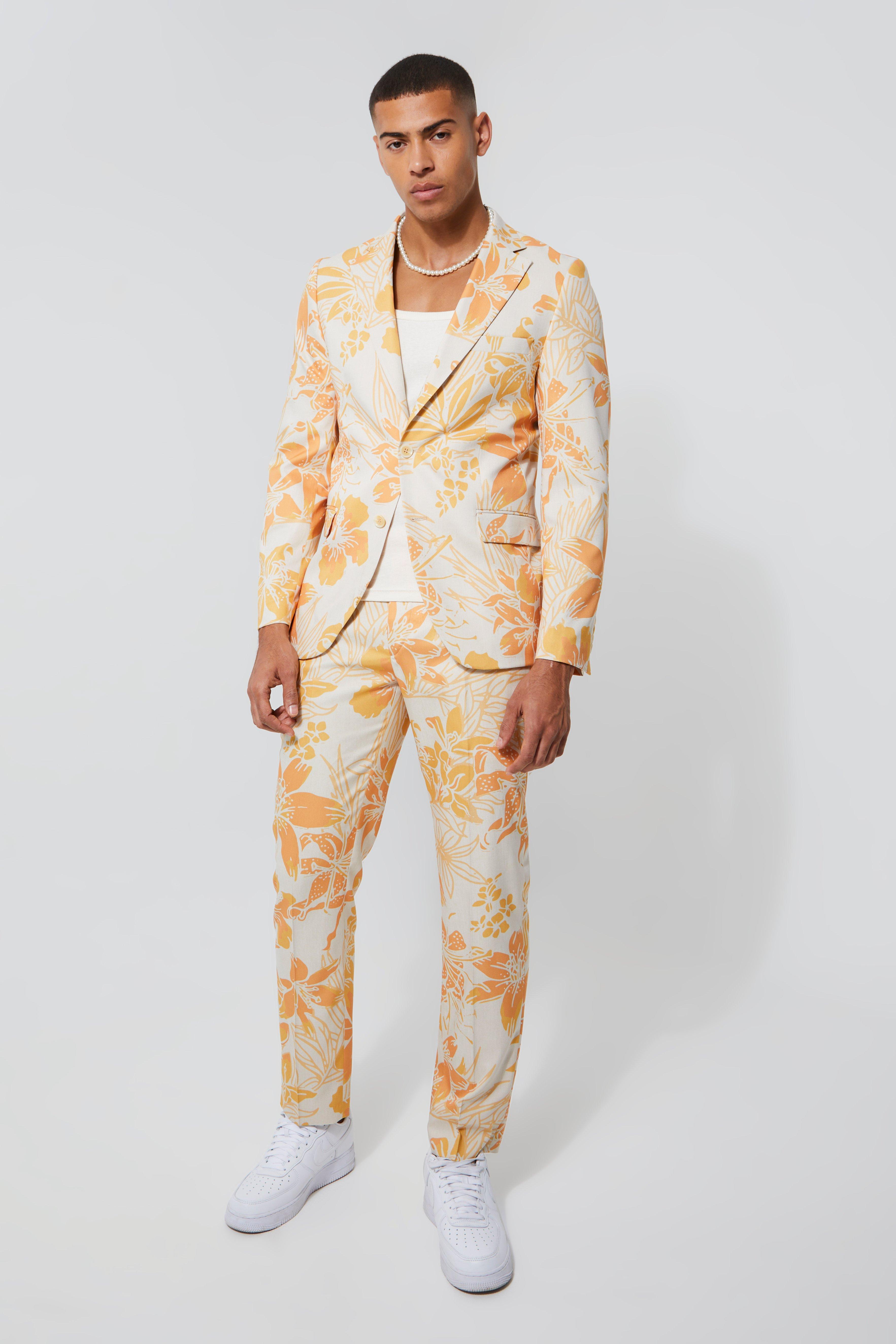 Slim Fit Printed Floral Suit Jacket