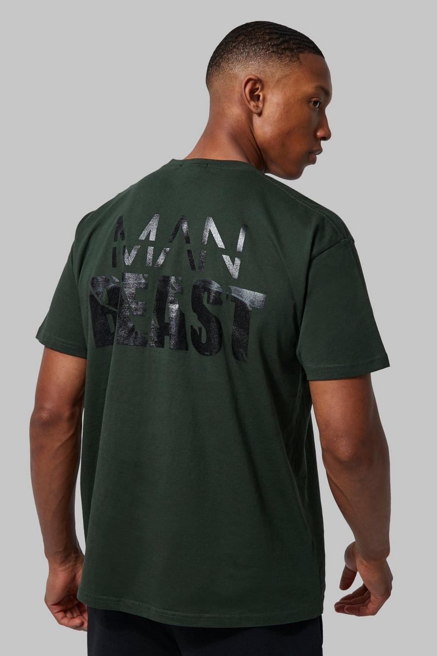 MAN Active x Beast - T-shirt de sport à imprimé Beast au dos, Green image number 1