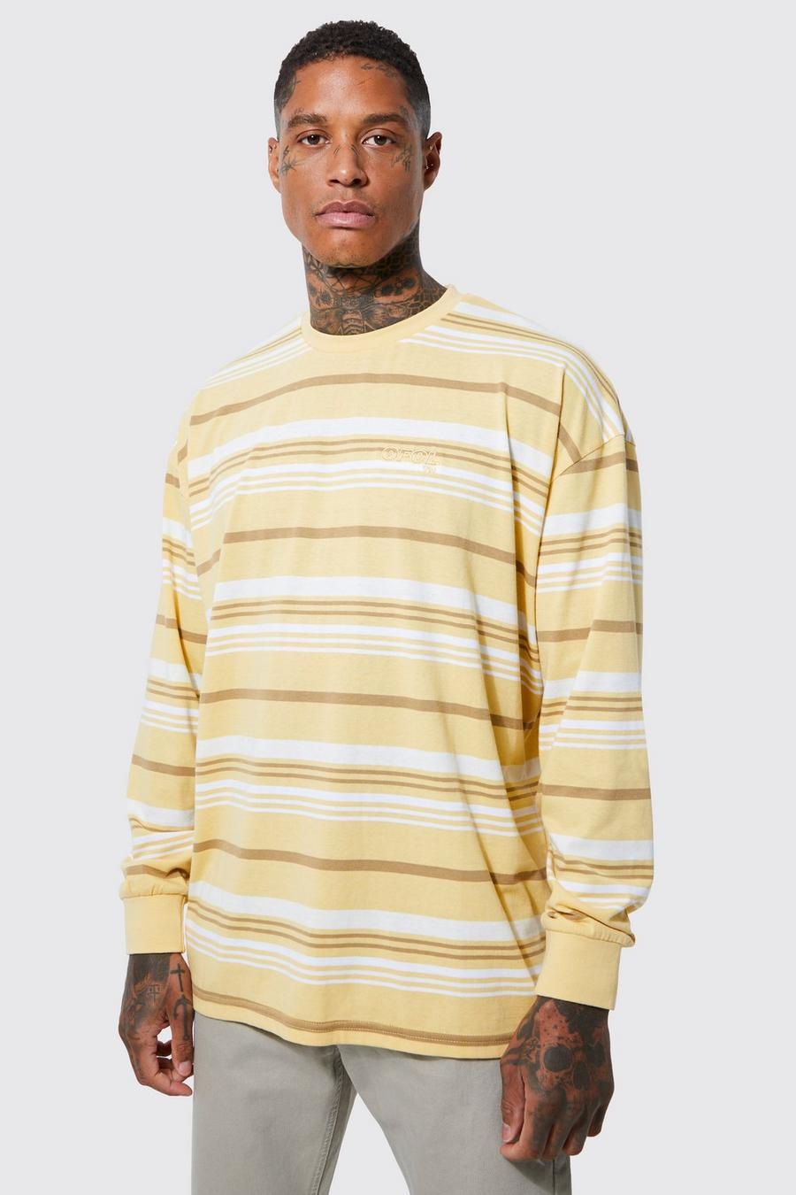 Yellow Oversized Ofcl Long Sleeve Stripe T-shirt
