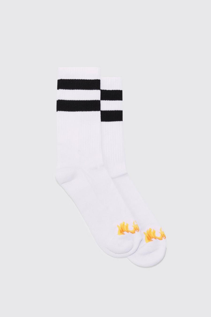 White vit Flame Graphic Sports Socks