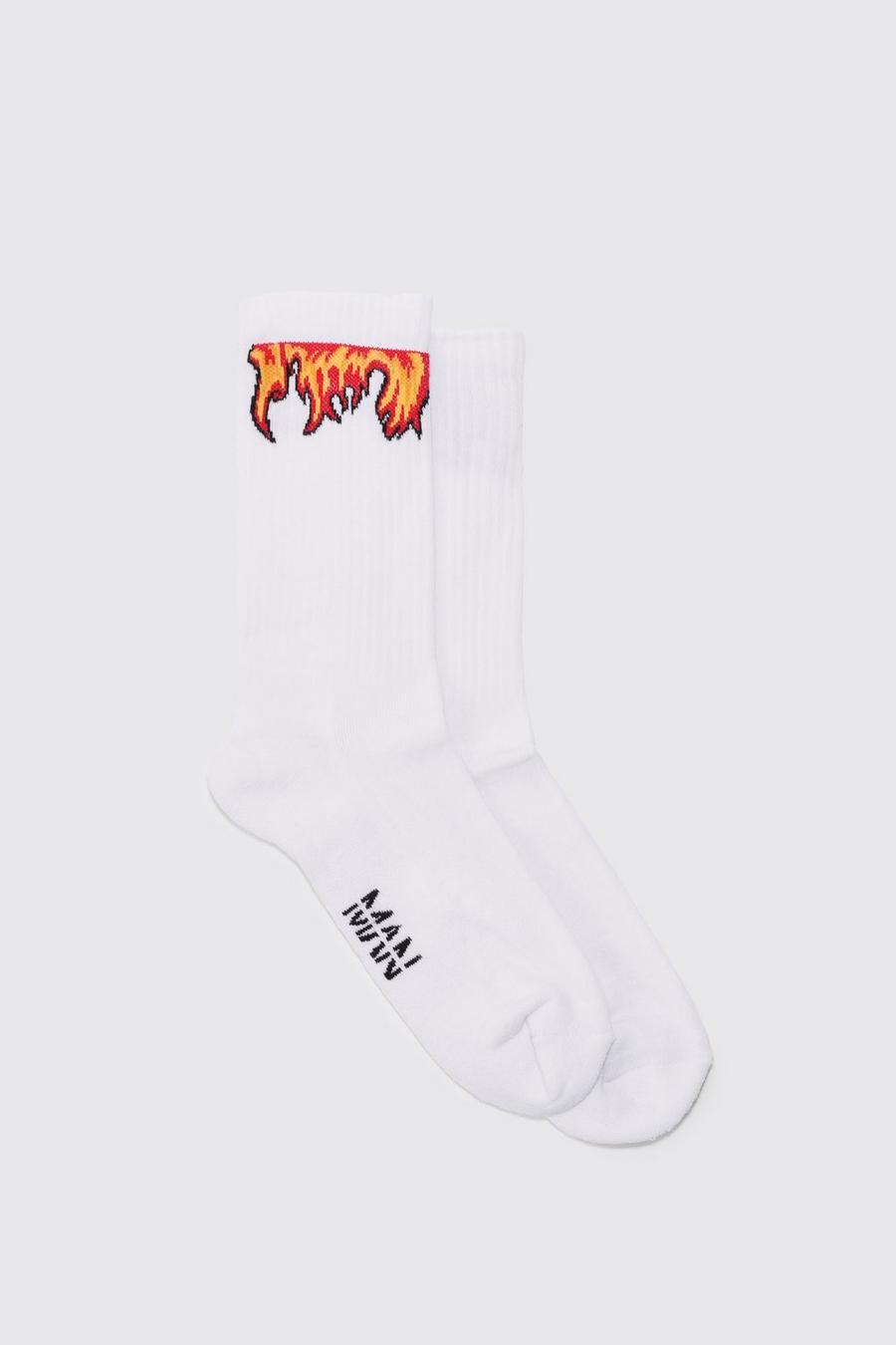 White Flame Graphic Sports Socks image number 1