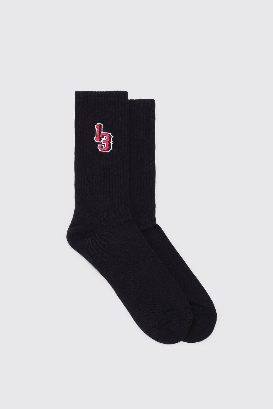 Sport-Socken mit 13-Stickerei, Black