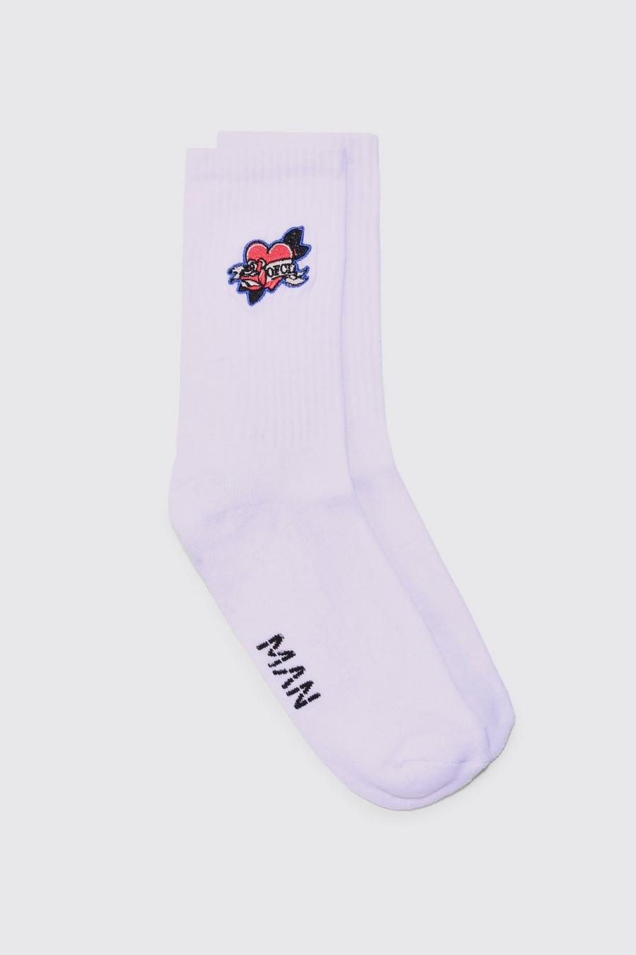 White Heart Embroidered Sports Socks image number 1