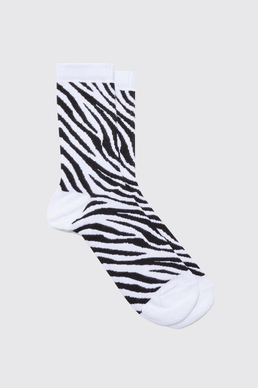 Black Zebra Print Sports Socks image number 1