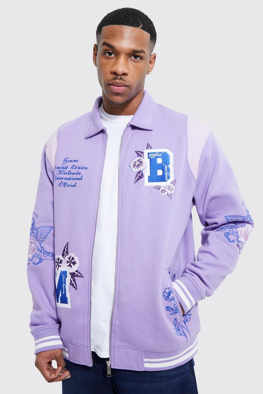 Oversized Badge Applique Jersey Jacket | boohoo USA Oversized Badge Applique Jersey Jacket | boohoo USA