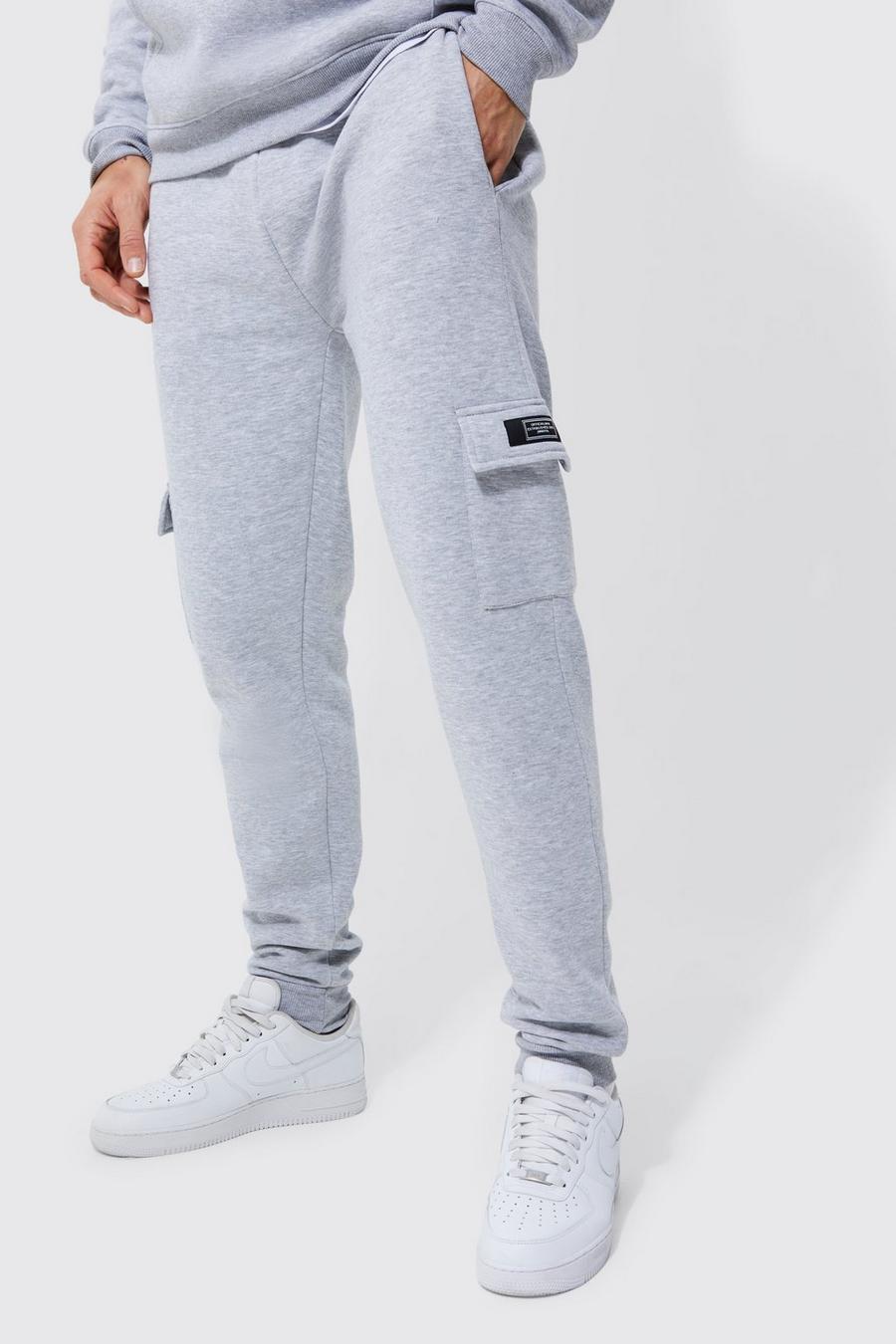 Grey marl grigio Tall Jersey Cargo Jogger With Woven Tab image number 1