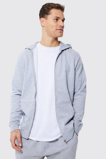 Grey Tall Regular Fit Zip Through Hoodie