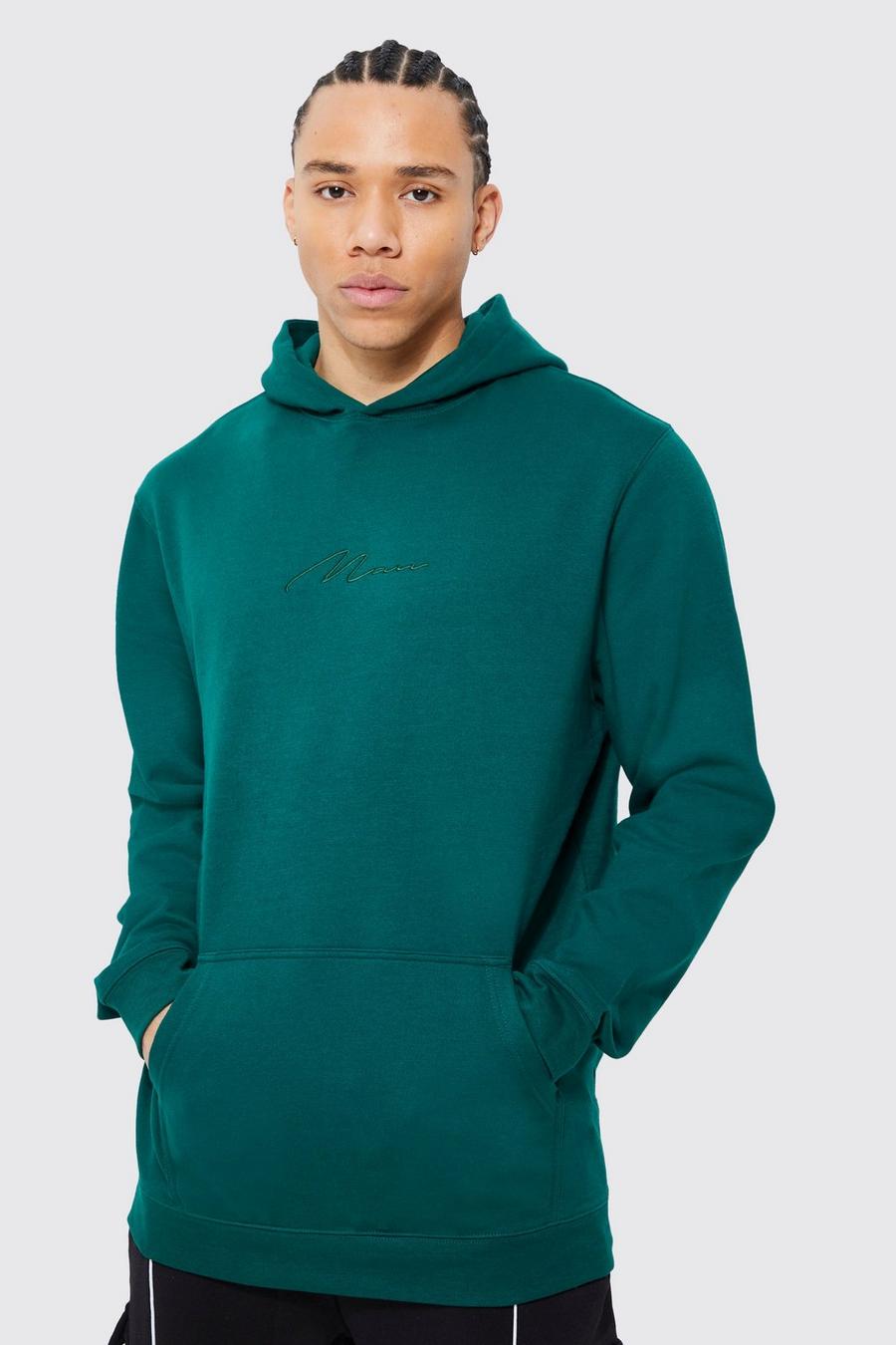Forest green Tall Man Signature Hoodie med brodyr image number 1