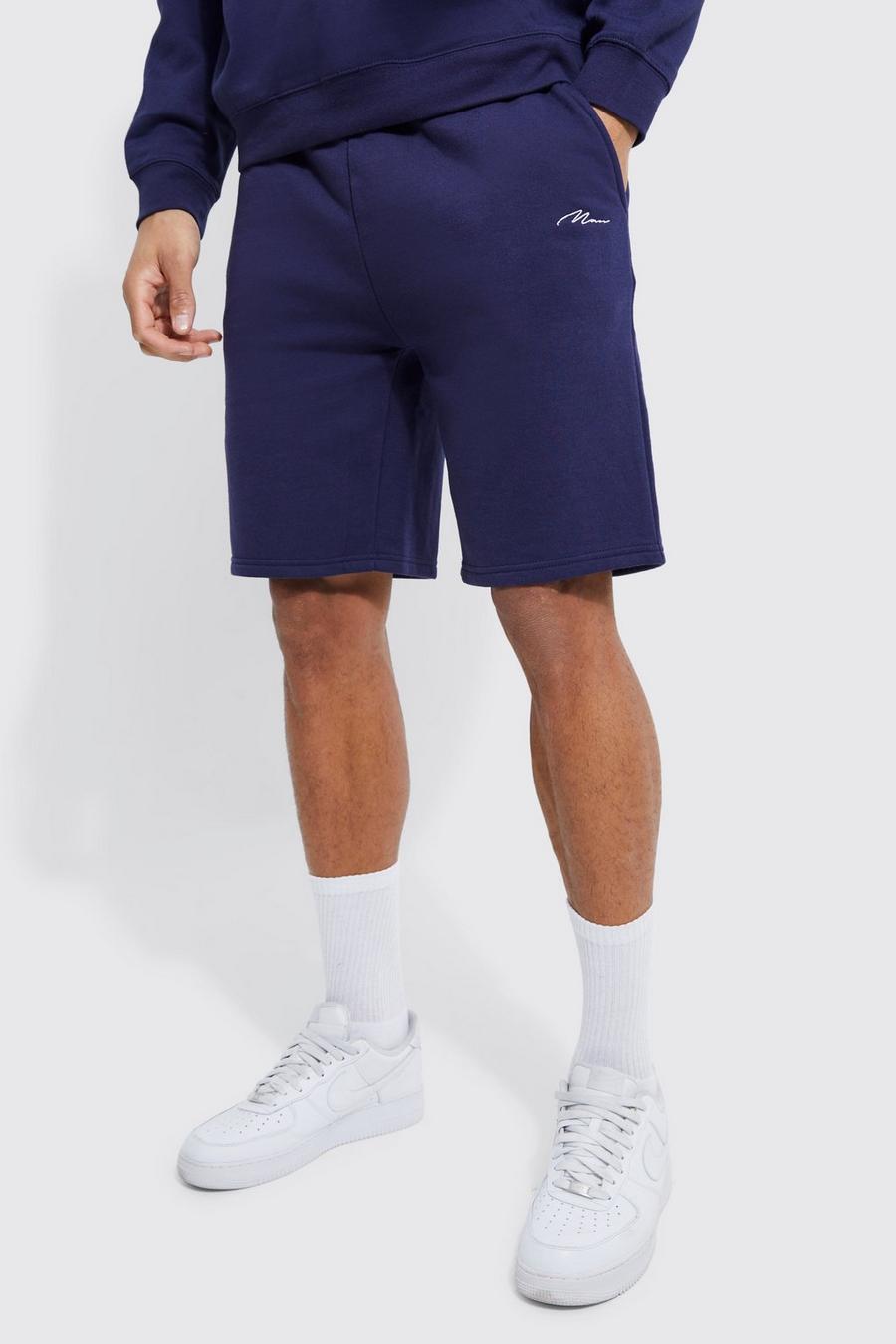 Navy Tall Man Signature Embroidered Jersey Short
