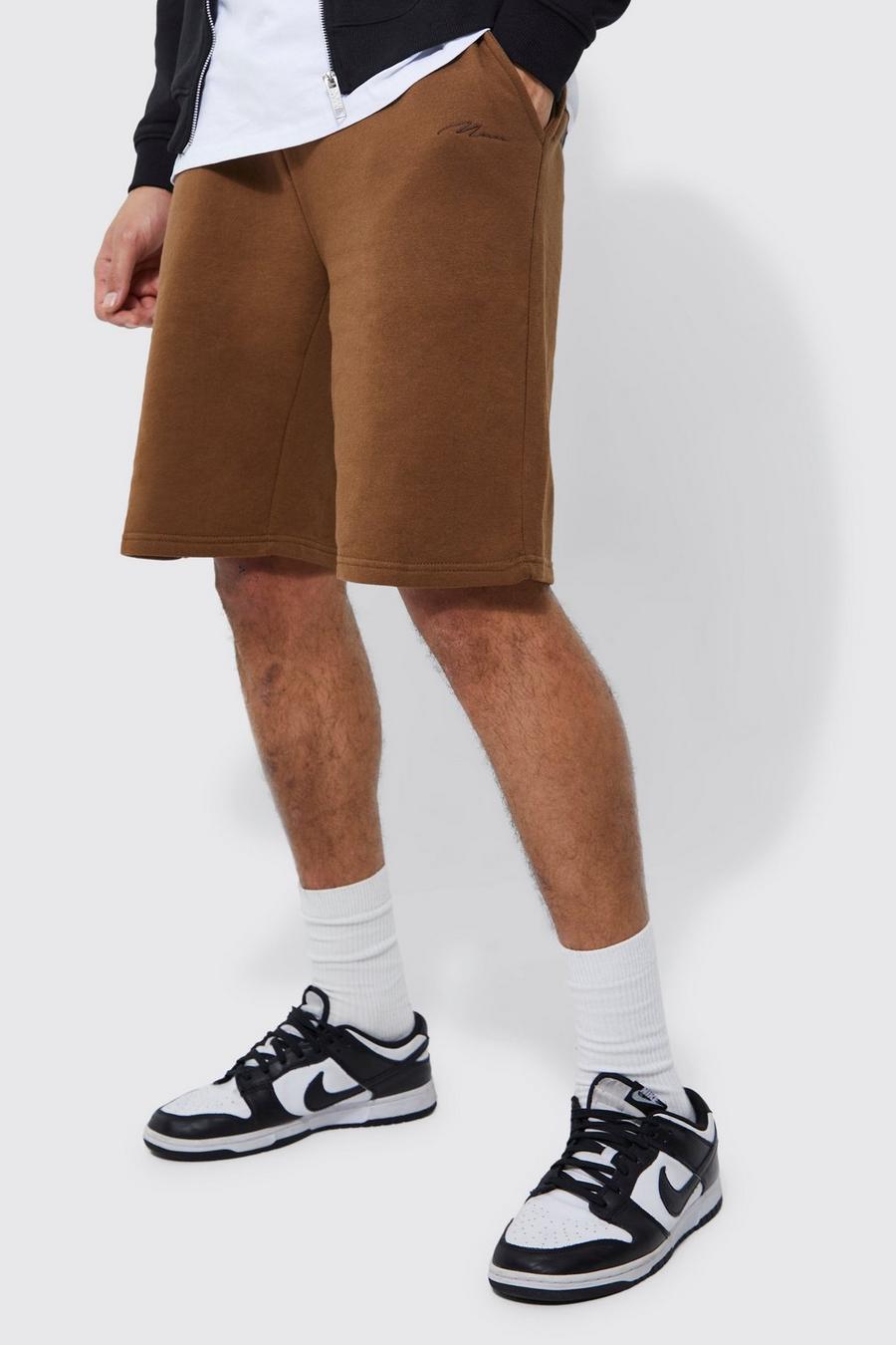 Chocolate brown Tall Man Signature Embroidered Jersey Short     image number 1