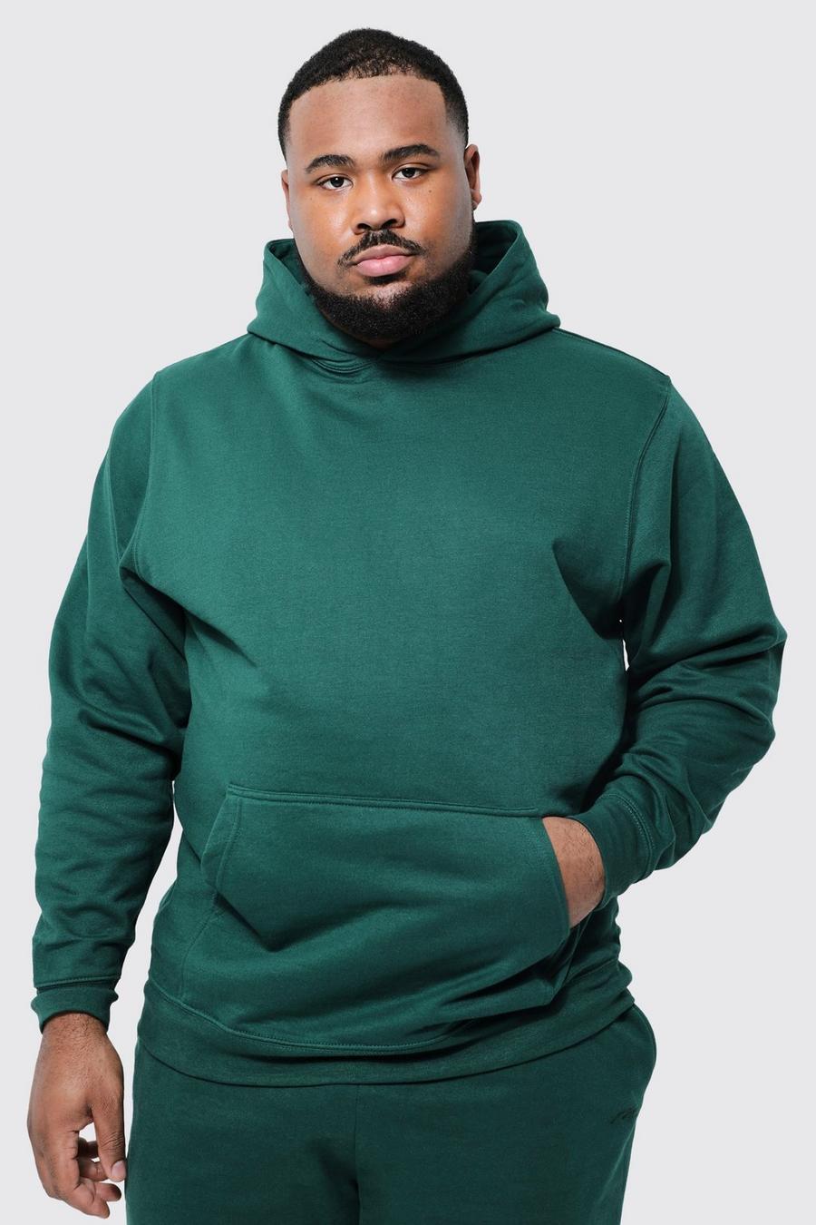 Forest green Plus Basic Regular Fit Hoodie   
