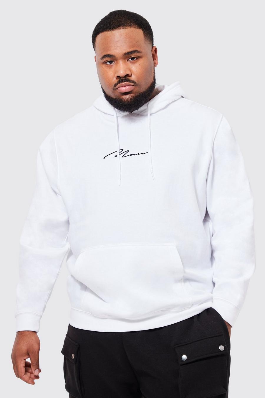 White weiß Plus Man Signature Embroidered Hoodie    image number 1
