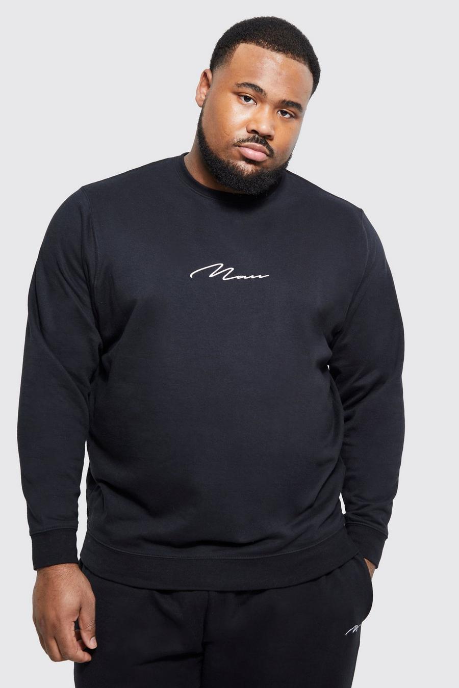 Black noir Plus Man Signature Embroidered Sweatshirt image number 1