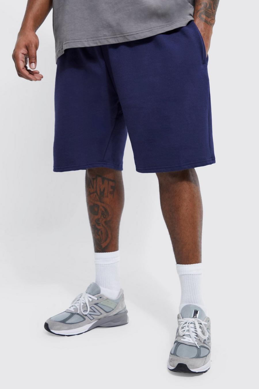 Navy marinblå Plus Regular Fit Jersey Short  