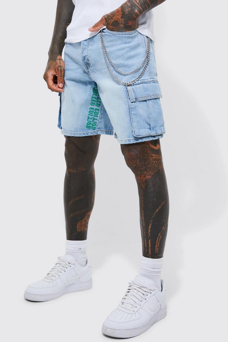 Ice blue Limited Edition Loose fit cargo jeansshorts