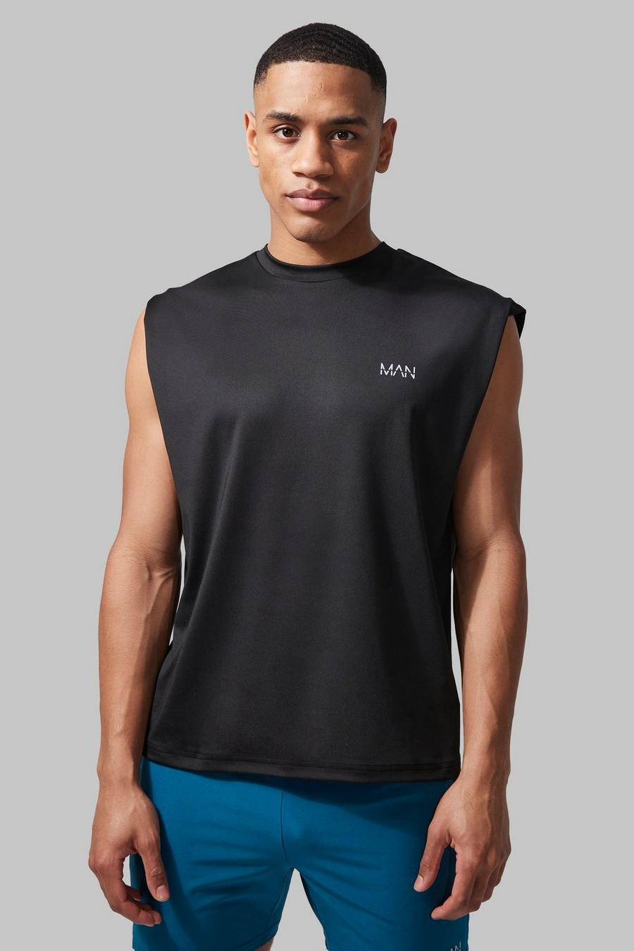 Camiseta sin mangas MAN Active recta resistente con abertura, Black