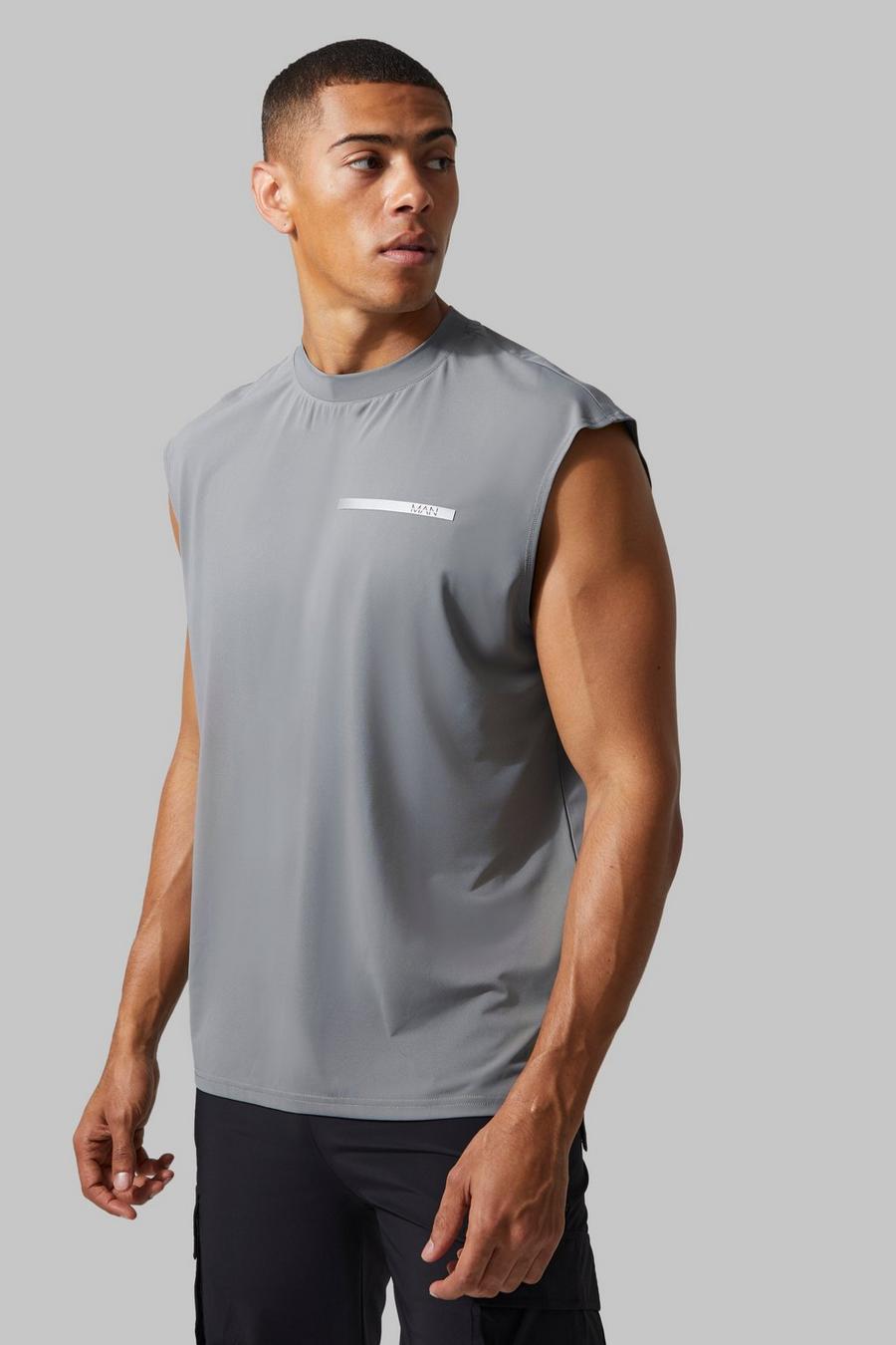 Charcoal grå Man Active Oversized Performance Tank image number 1