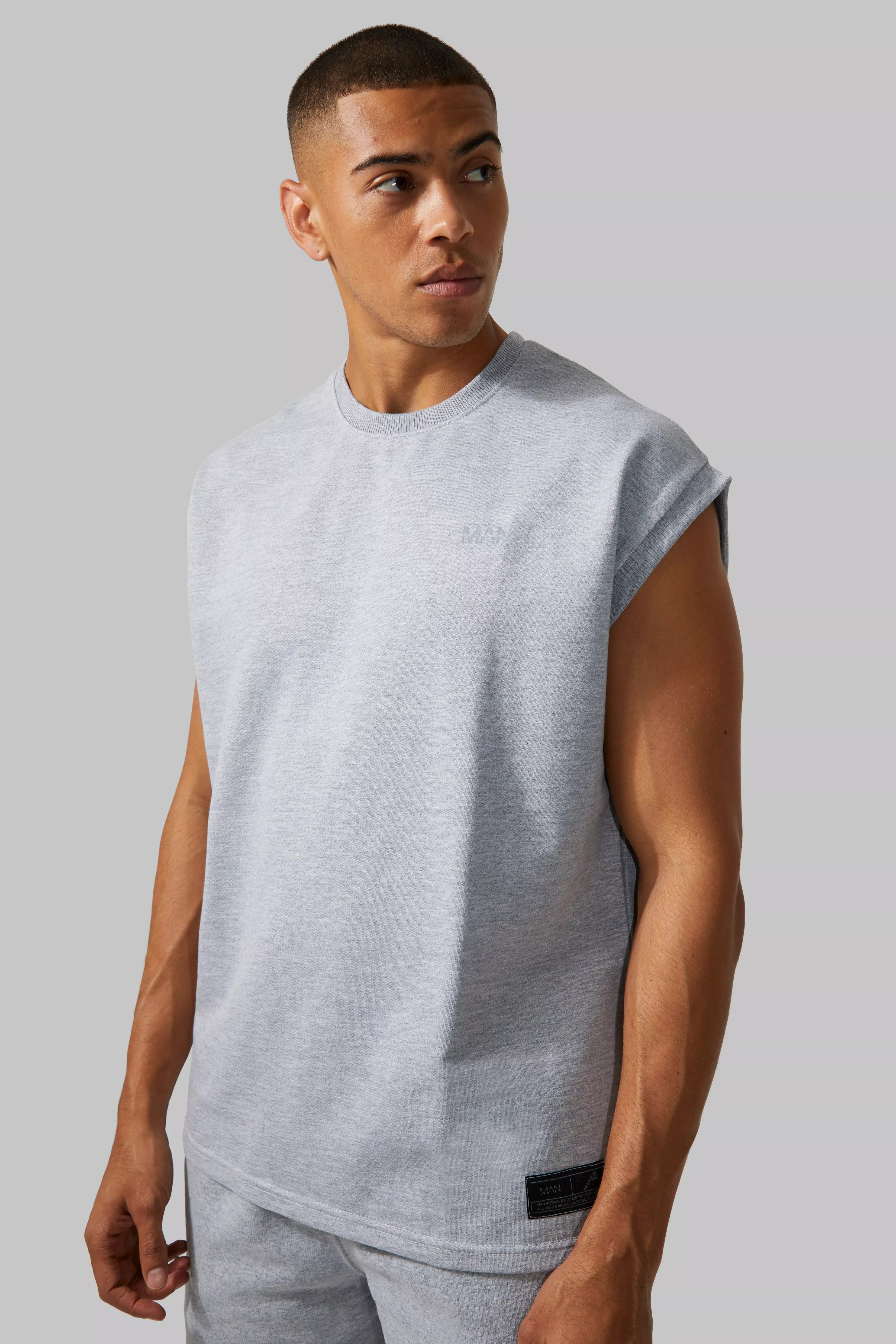 Grey marl Man Active Oversized Cut Off Sweat alternative image