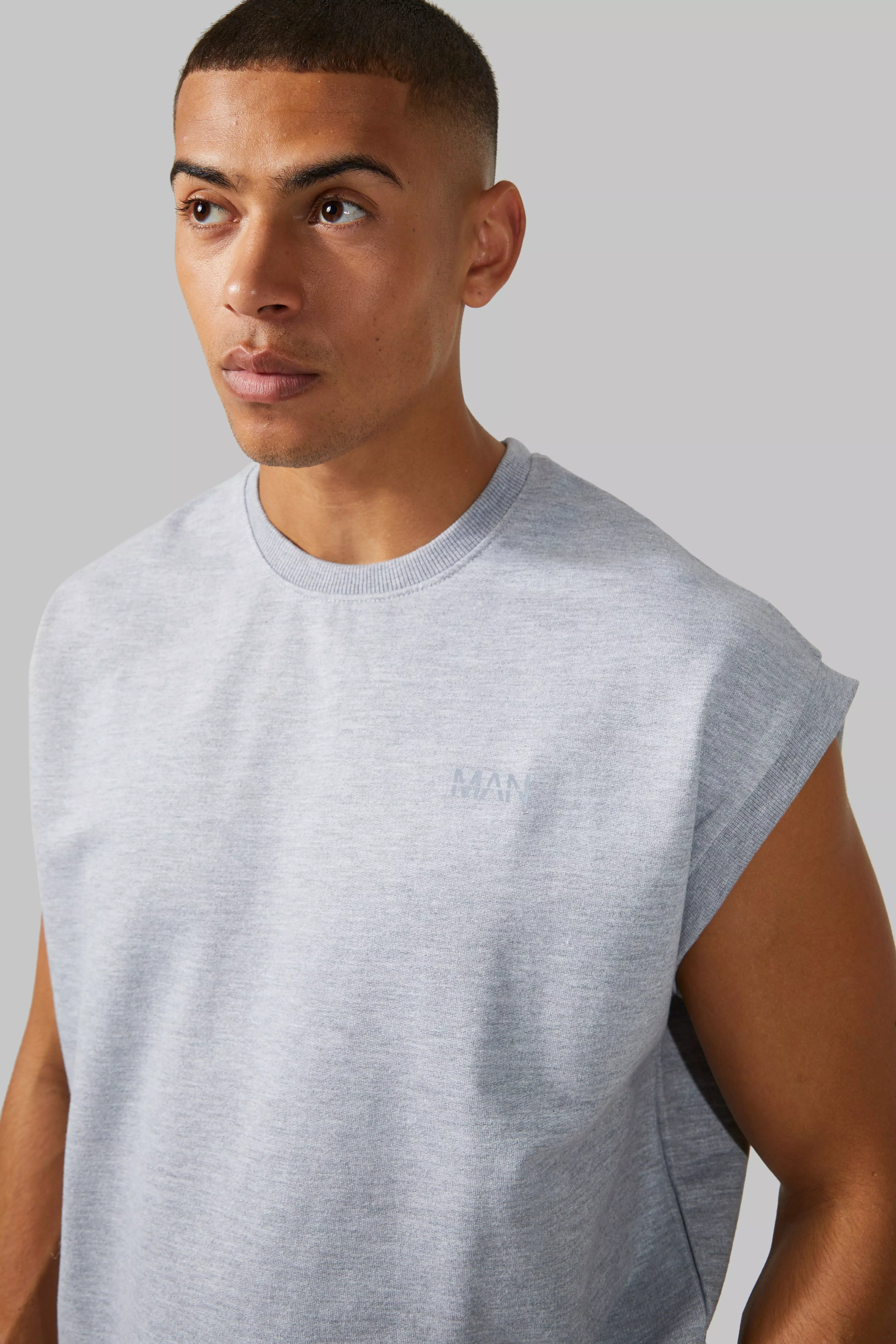 Grey marl Man Active Oversized Cut Off Sweat alternative image