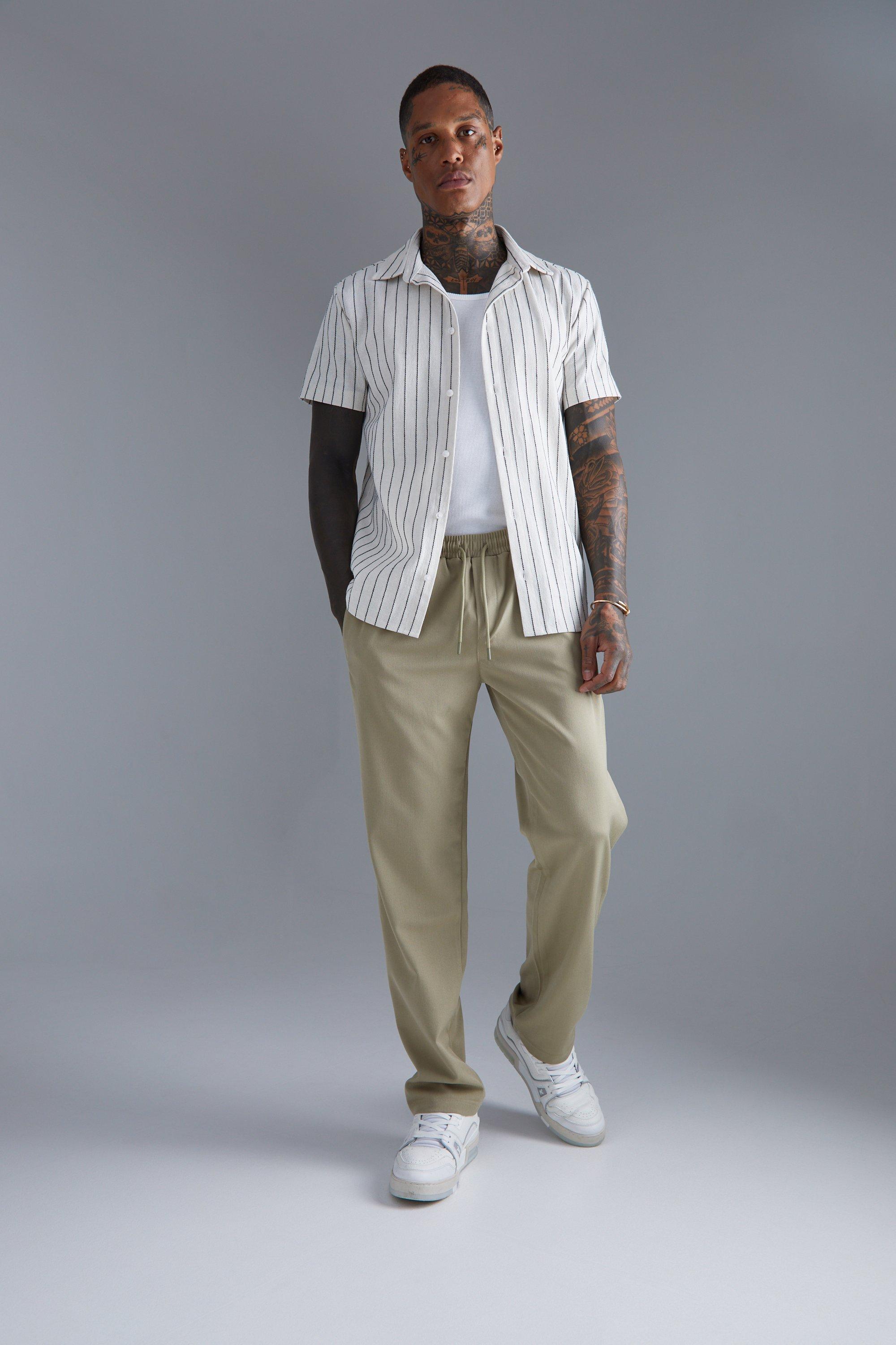 Khaki pants striped shirt sale