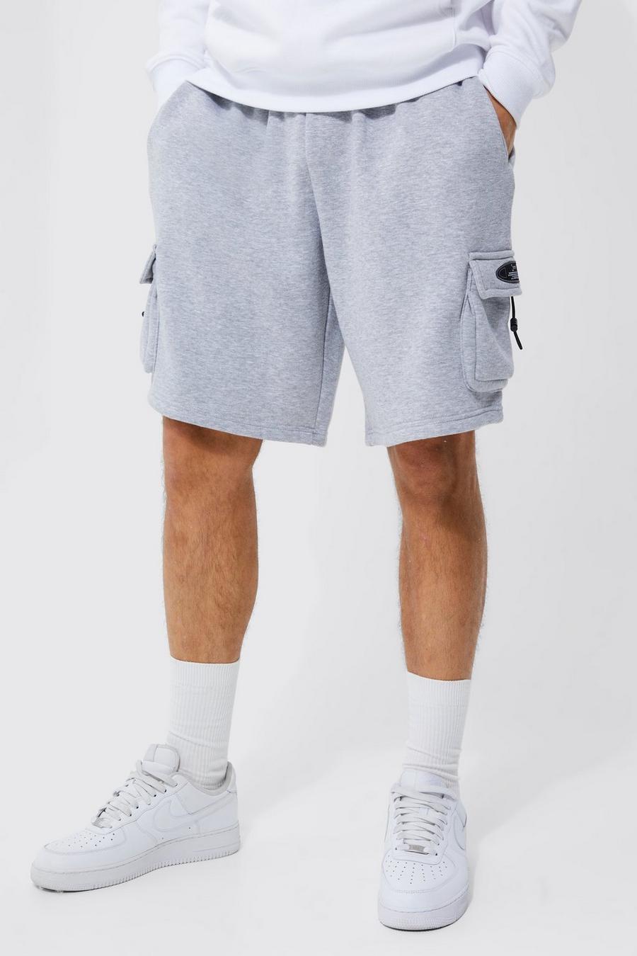Grey marl Tall Oversized Mid Length Bungee Cargo Short  image number 1