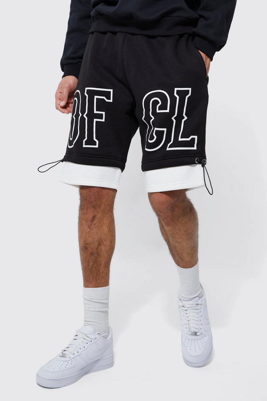 Black svart Ofcl Tall Mellanlånga baggy shorts