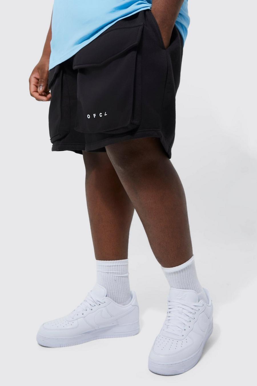 Plus Oversize Official Cargo-Shorts, Black noir