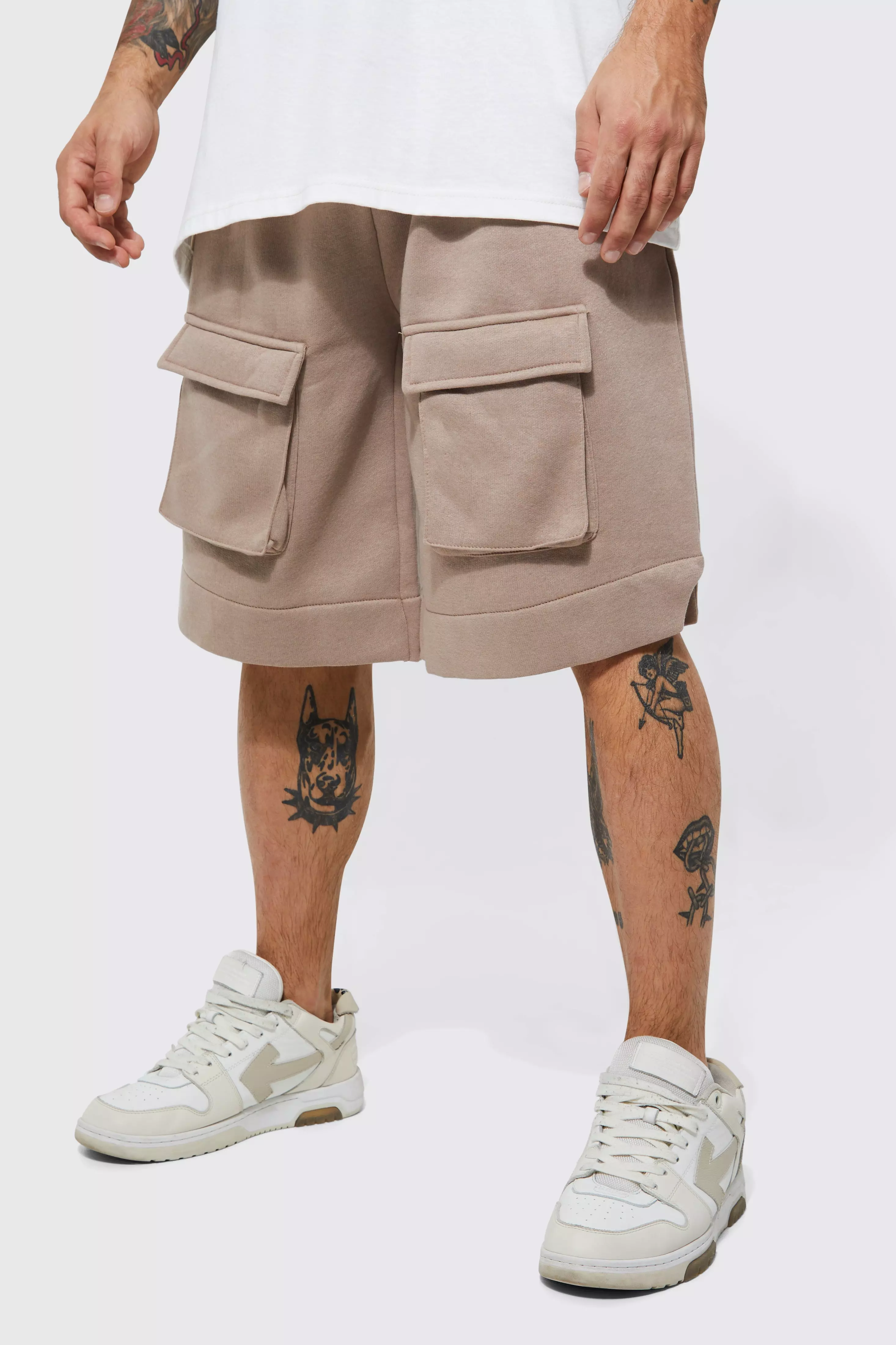 Mens cargo store shorts longer length