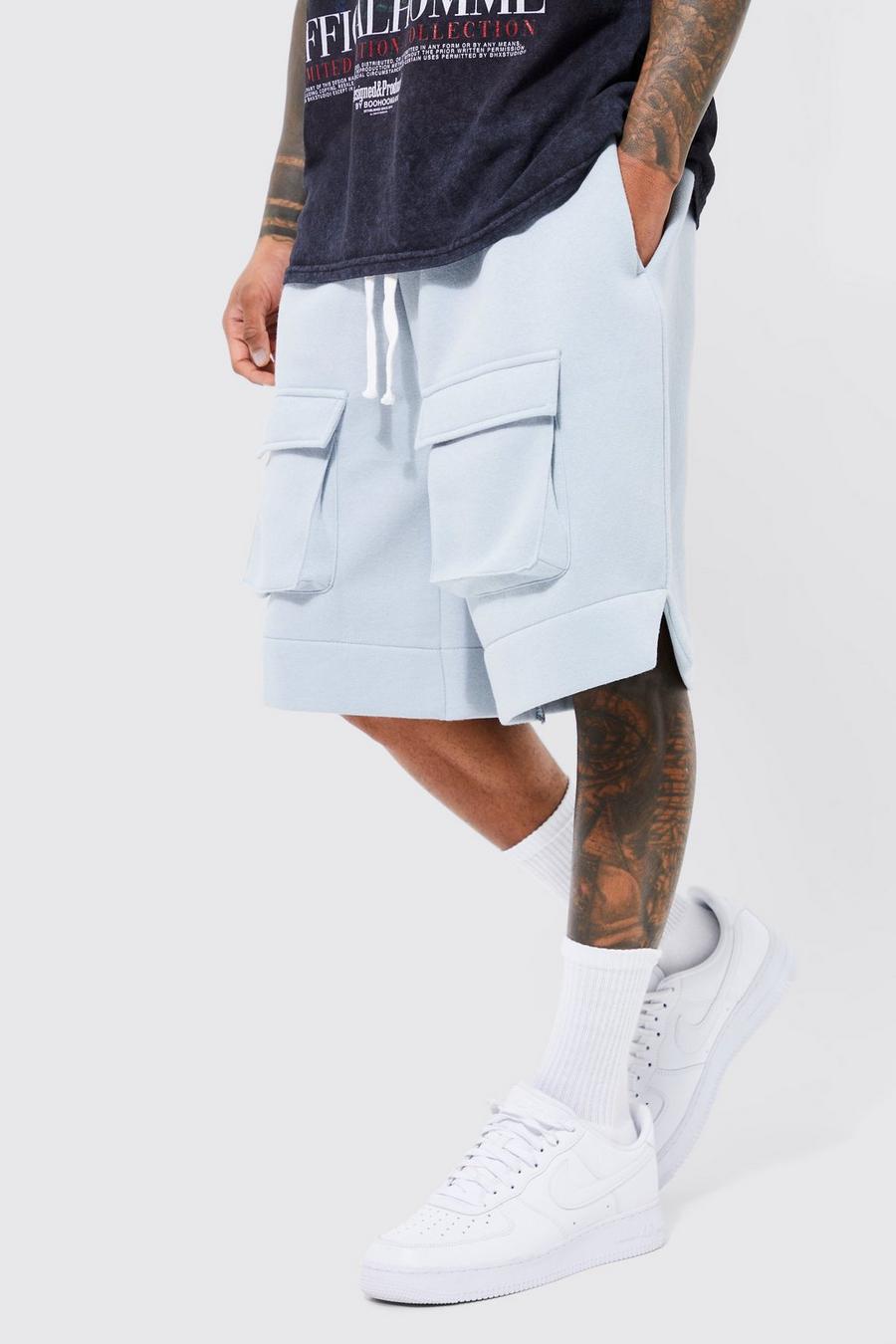 Lange Oversize Cargo-Shorts, Pewter grey