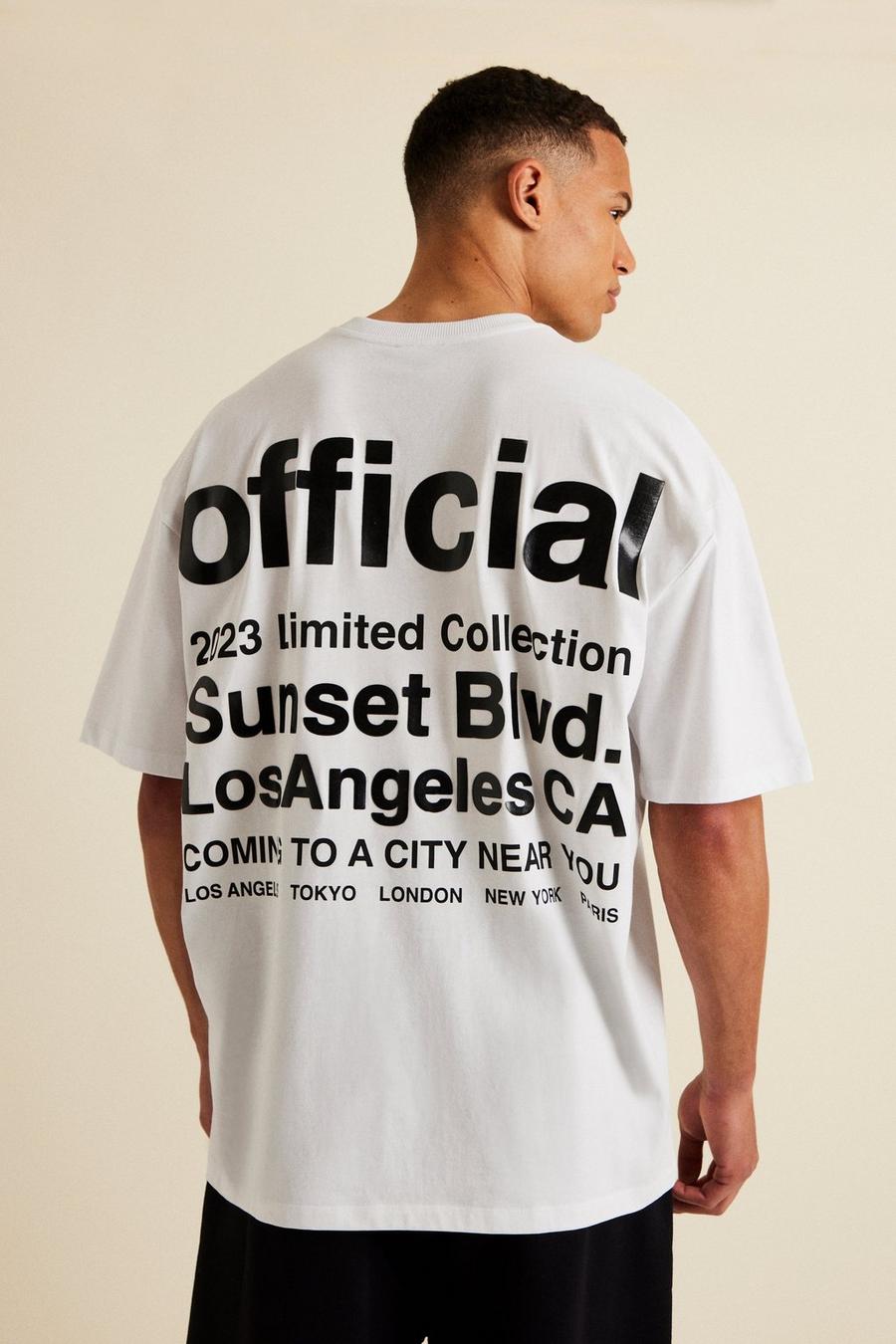 Tall Oversize T-Shirt mit Highbuild Print, White image number 1