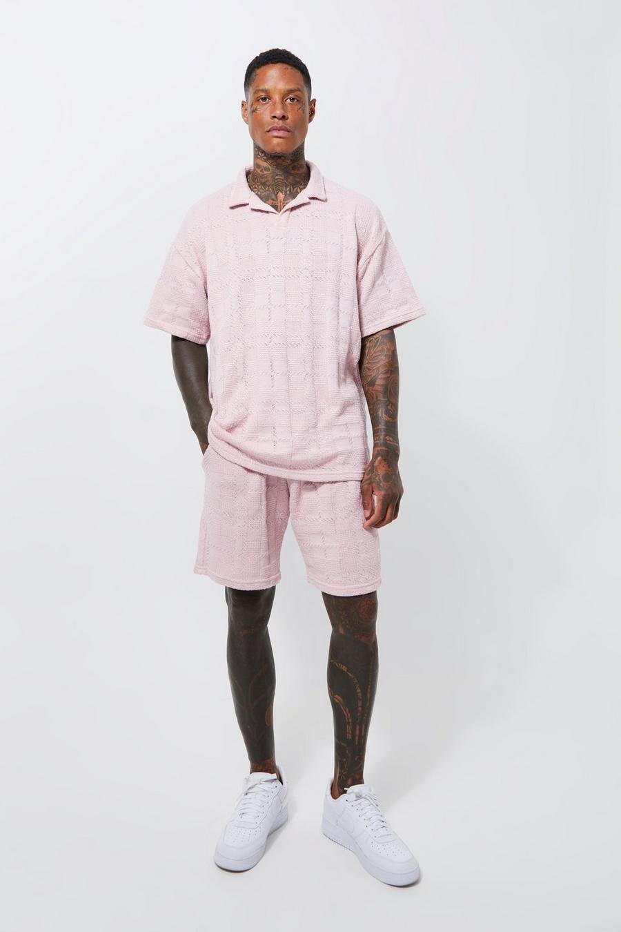 Lilac Oversized Revere Polo And Short Set  image number 1