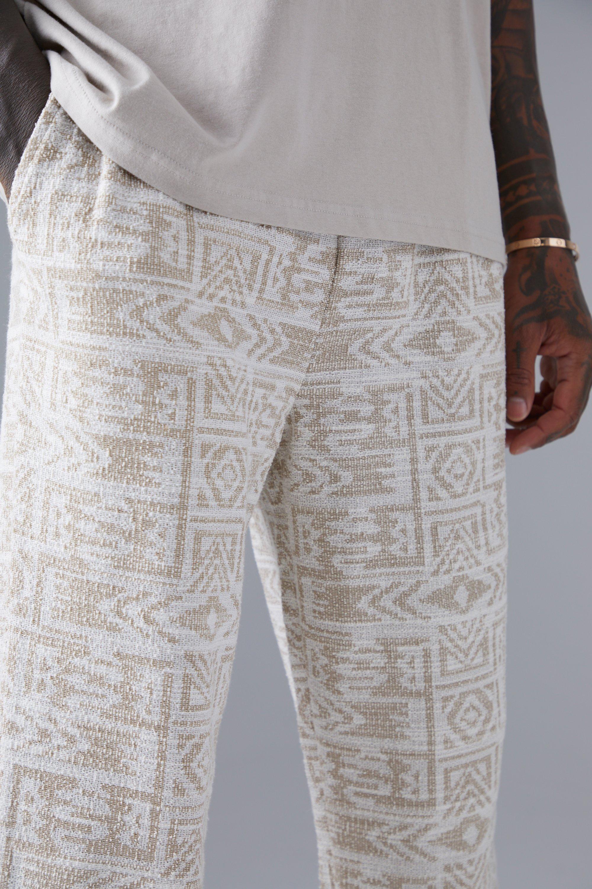 Regular Fit Jacquard Aztec Split Hem Jogger