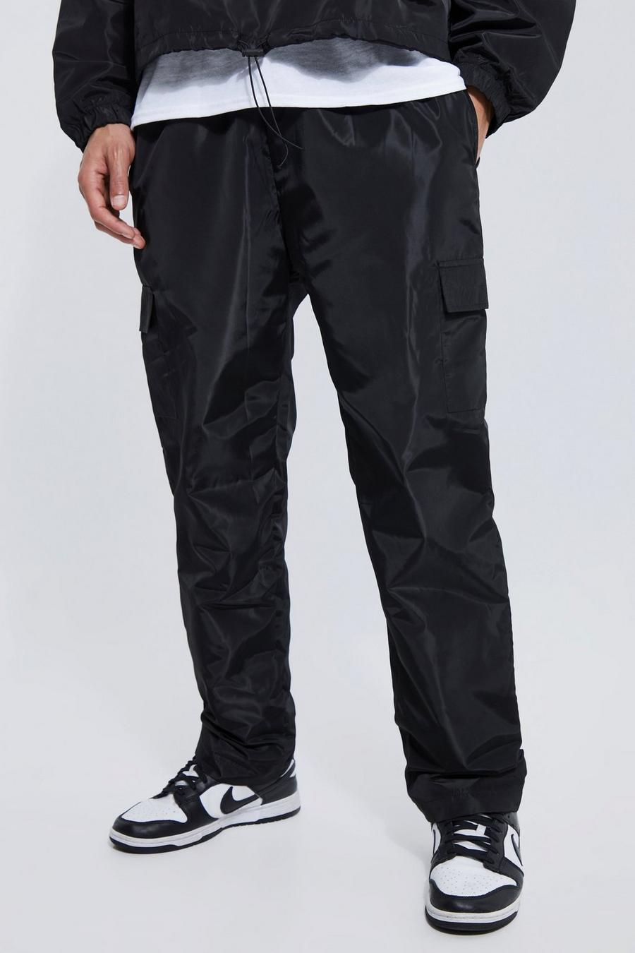 Pantalón Tall cargo con cintura elástica y alamar, Black image number 1