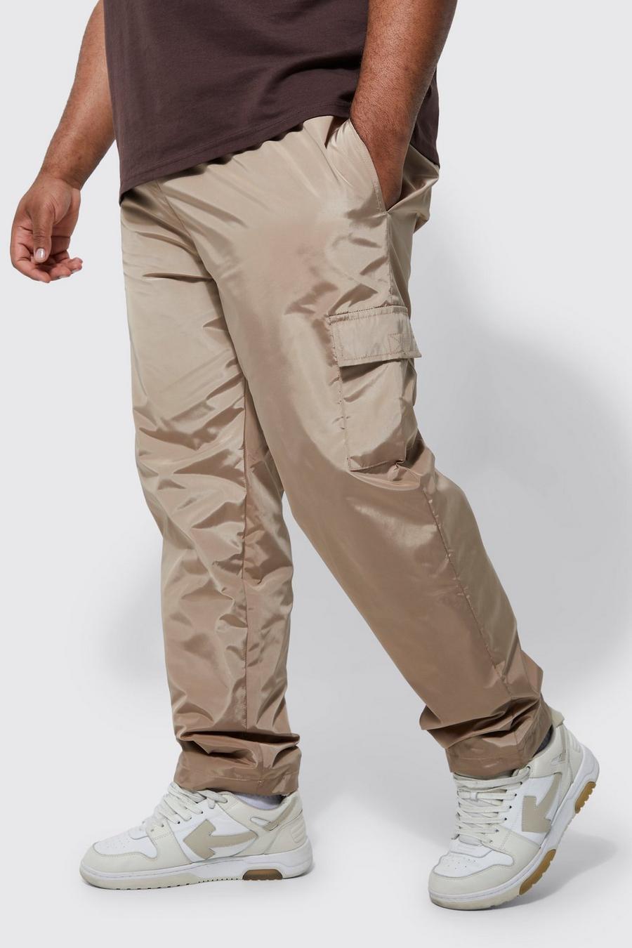 Pantaloni Cargo Plus Size con vita elasticizzata e fermacorde, Stone beige image number 1