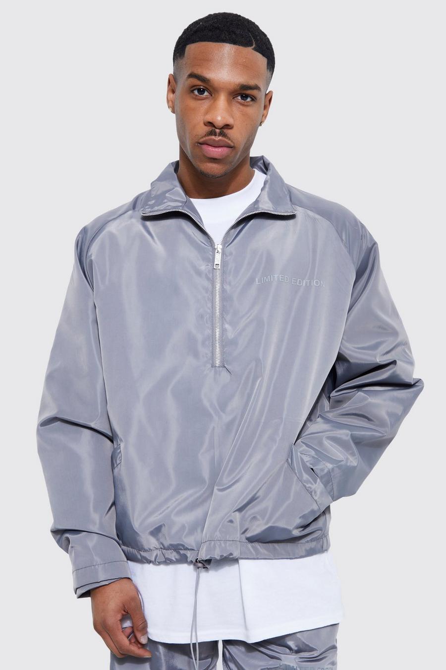 Grey Boxy Fit Funnel Neck Cagoule image number 1
