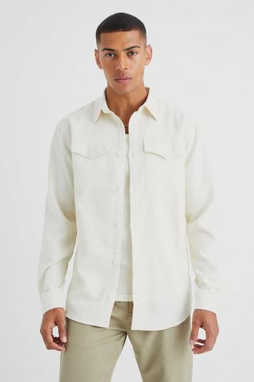 Smart Utility Stretch Overshirt ecru