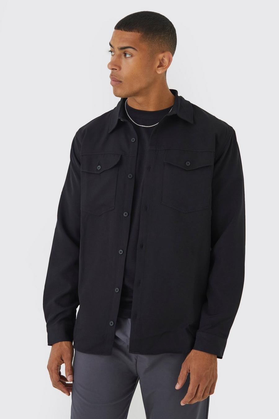 Black svart Skjortjacka med utilityfickor