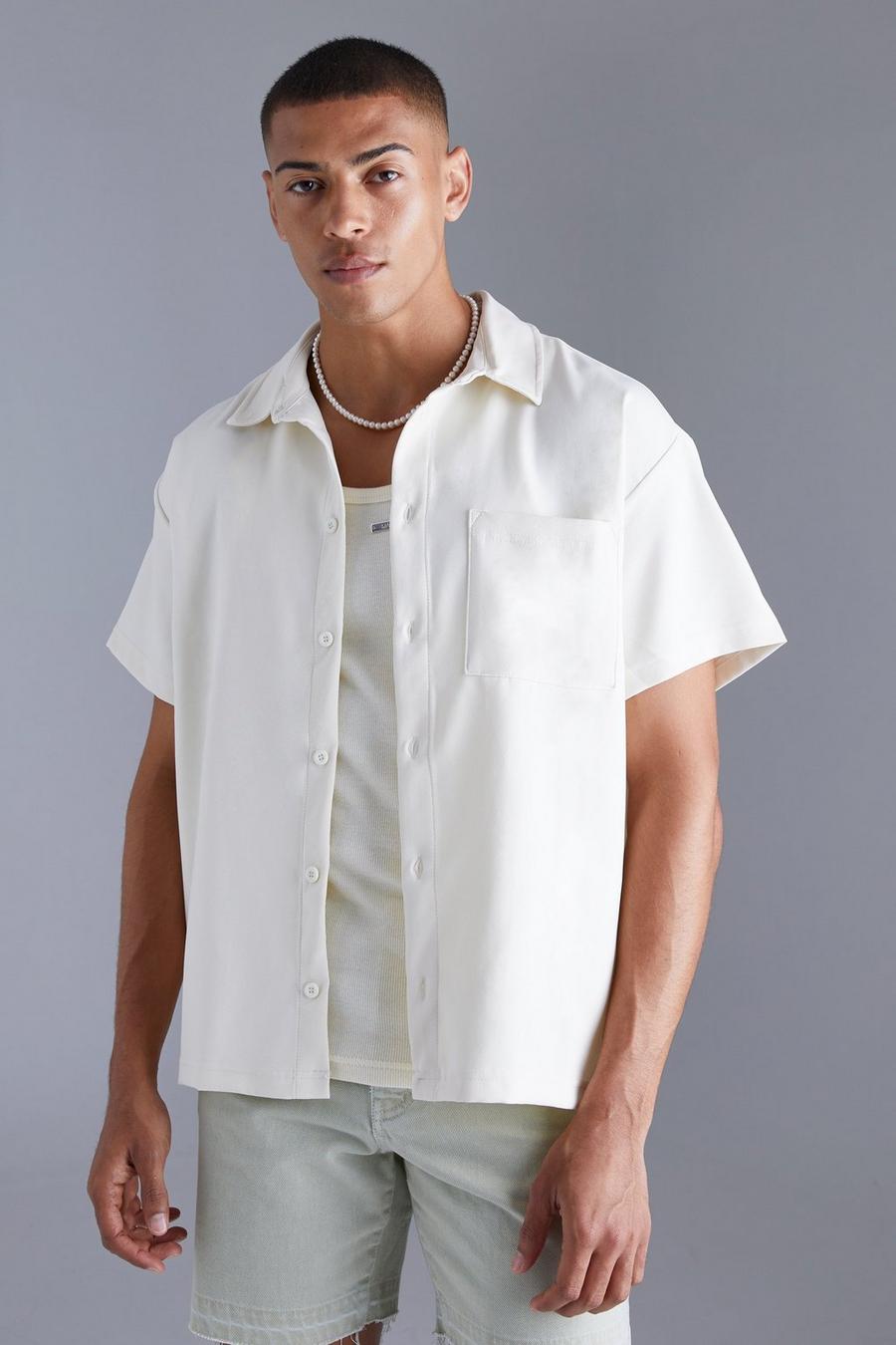 Ecru blanco Boxy Smart Stretch Shirt image number 1