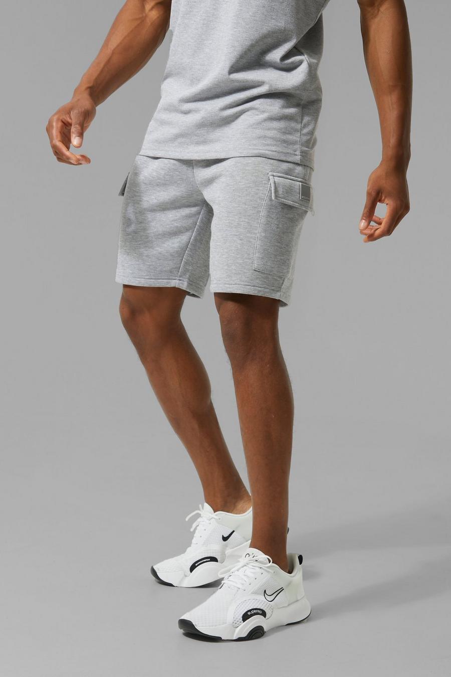 Man Active Cargo-Shorts, Grey marl image number 1