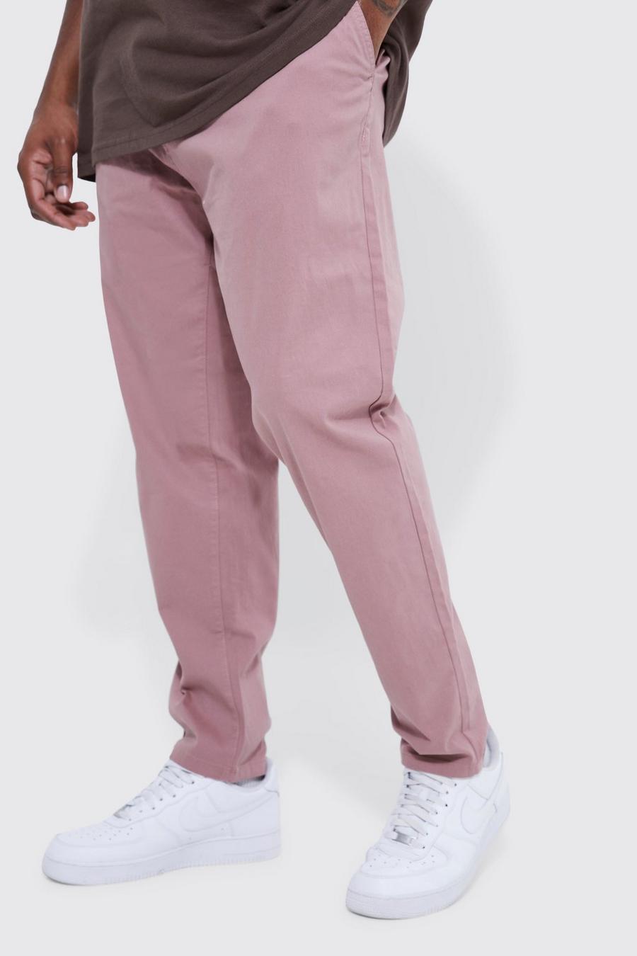 Pantalón Plus chino pitillo elástico con cintura fija, Mauve image number 1