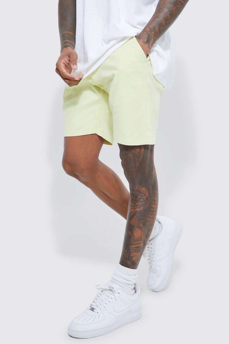 Lime grön Fixed Waist Slim Stretch Chino Short image number 1