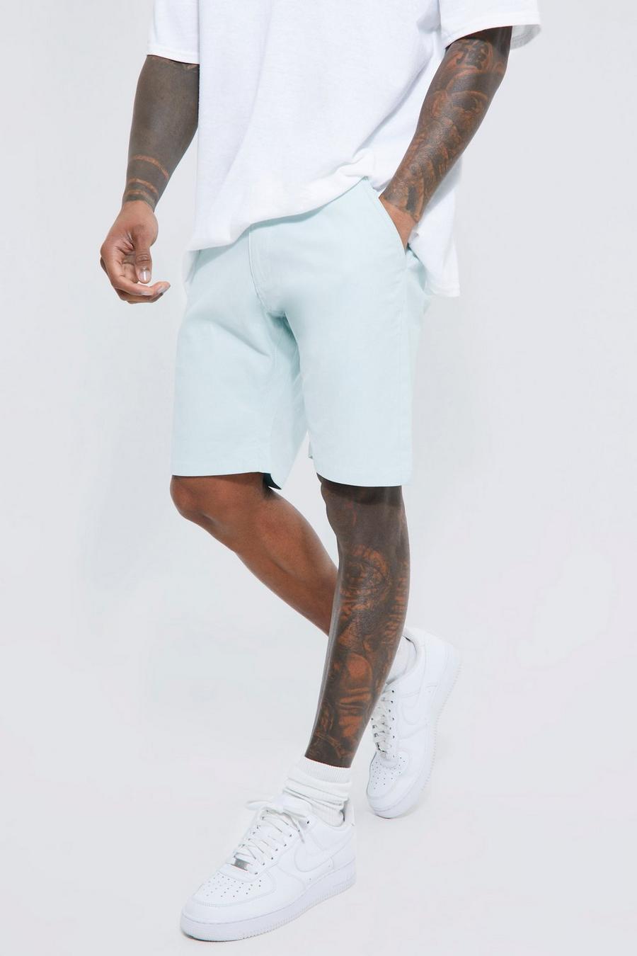 Light blue Fixed Waist Stretch Skinny Chino Short image number 1