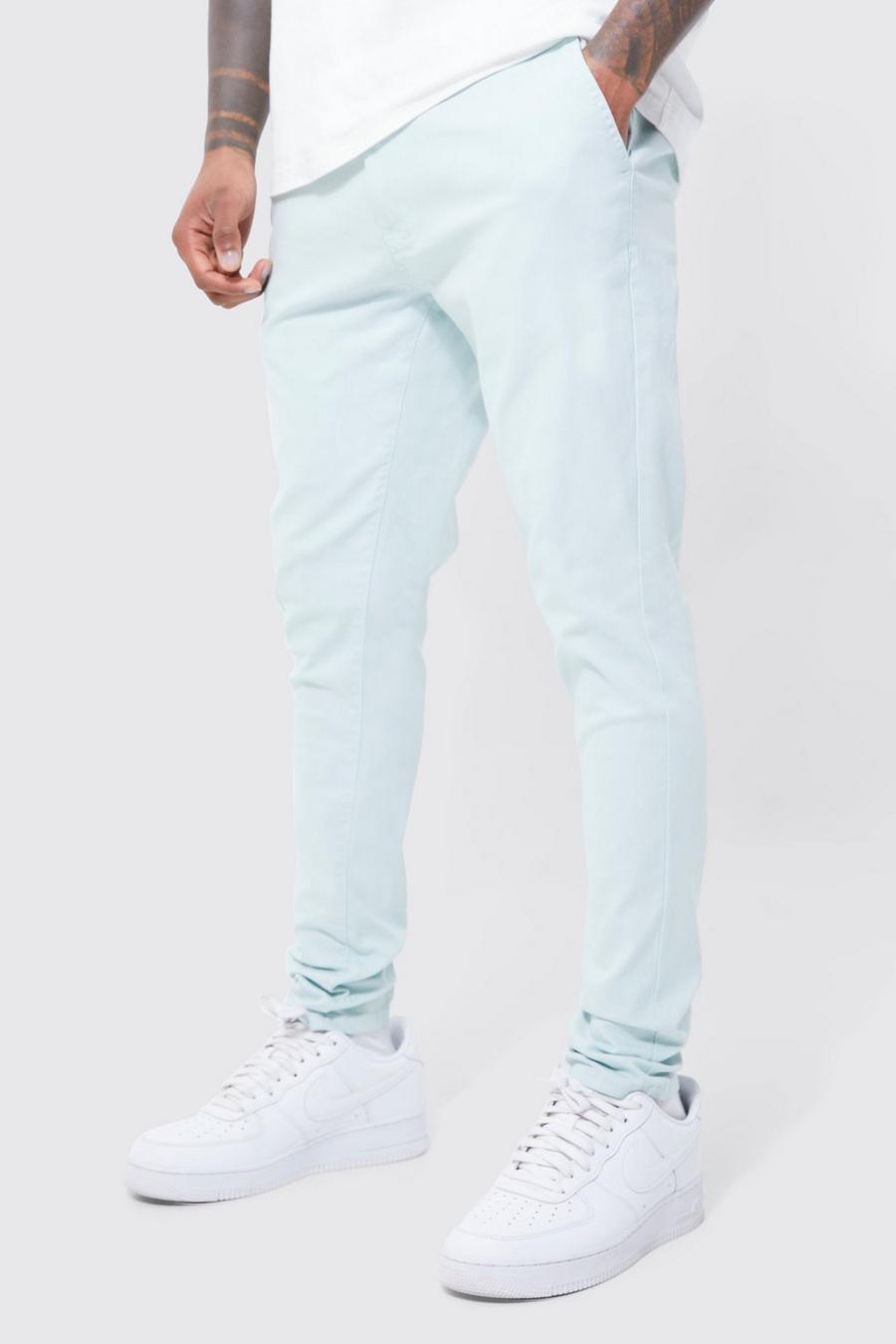 Pantalón chino pitillo elástico con cintura fija, Light blue