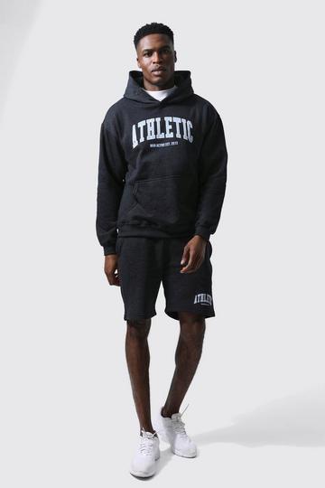 Man Active Oversized Athletic Short Tracksuit washed black