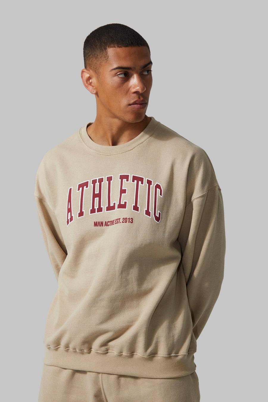 Taupe beige Man Active Overdye Athletic Sweat