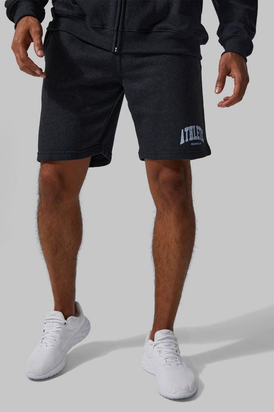 Washed black Man Active Overdye Athletic Shorts