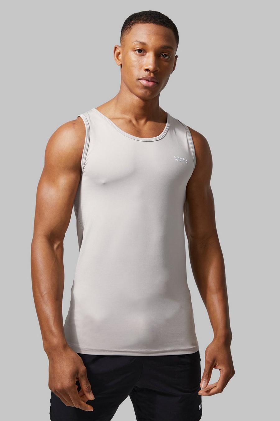 Ash grey Man Active Muscle Fit Performance Vest image number 1