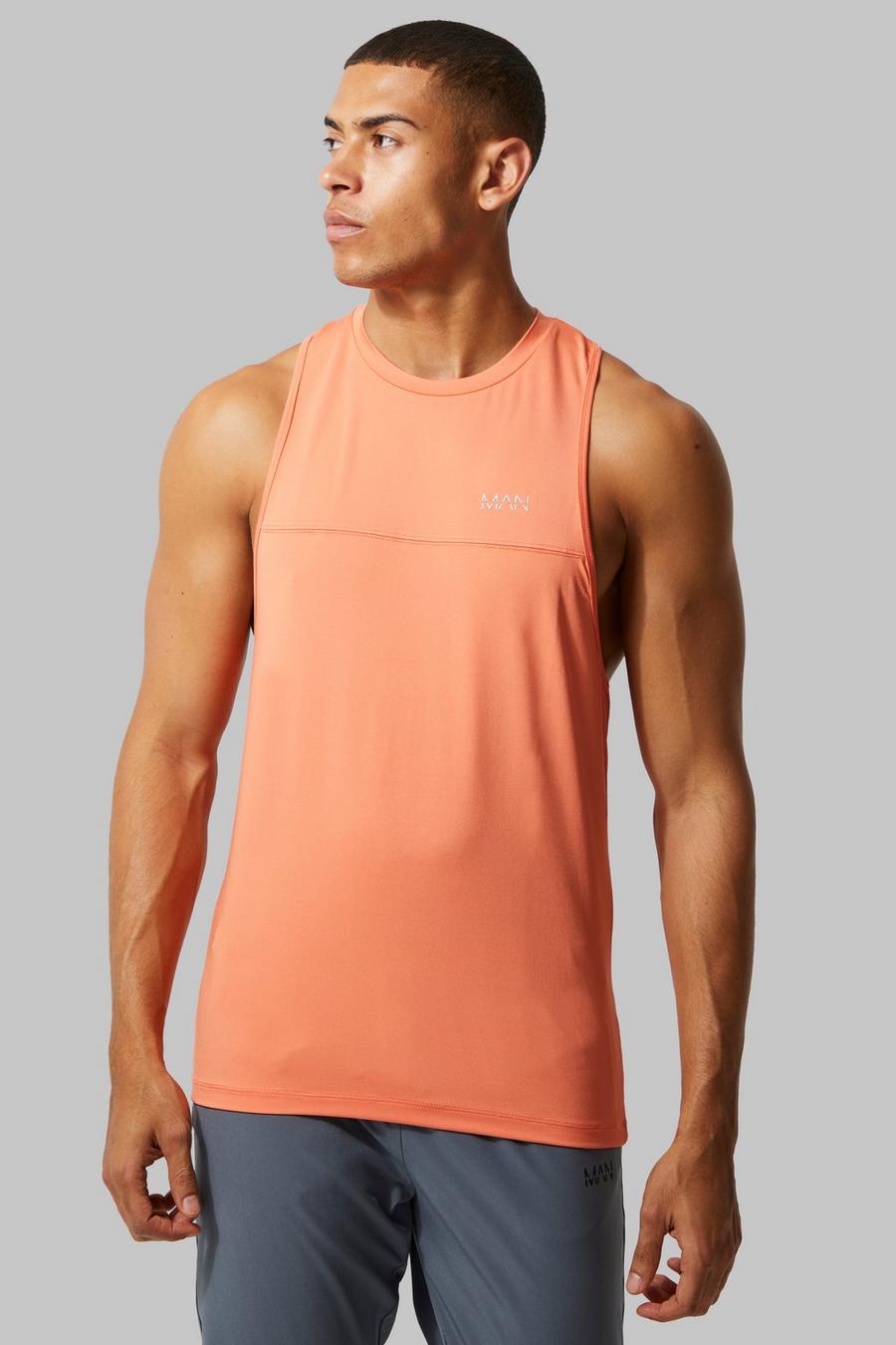 Coral rosa Man Active Performance Racer Tank image number 1