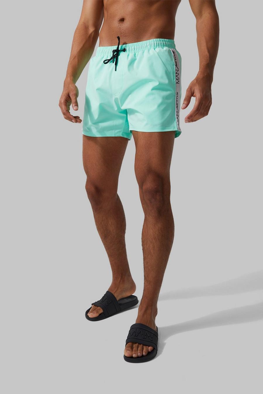 Mint Man Active Tape Detail Stretch Swim Shorts image number 1