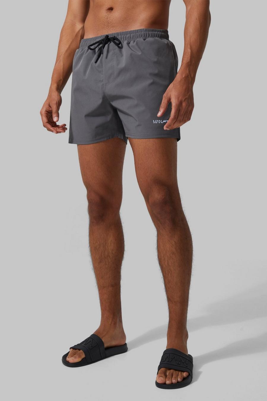 Charcoal Man Active Performance Stretch Swim Shorts image number 1